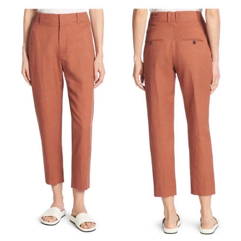 Vince high waisted linen lyocell new Pants in Rust 0